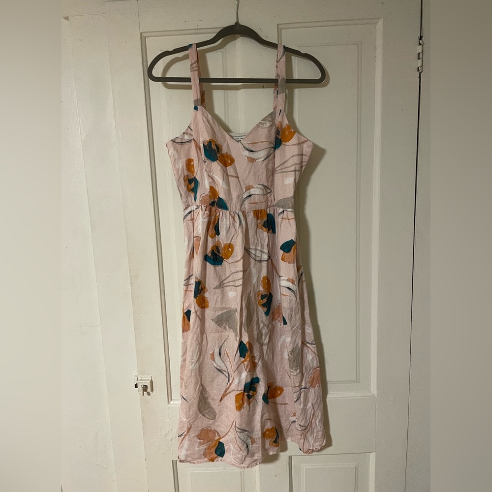 Floral Pink Linen Dress